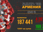 В Армении число выявленных случаев заражения COVID-19 достигло 187 441