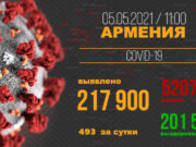 В Армении число выявленных случаев заражения COVID-19 достигло 217 900