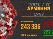 В Армении число выявленных случаев заражения COVID-19 достигло 243 386