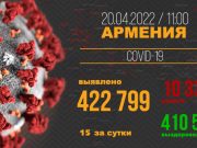 В Армении число выявленных случаев заражения COVID-19 достигло 422 799