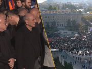 Многотысячный митинг в Арцахе с высоты птичьего полета