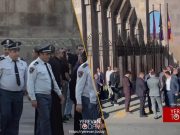 На территории Первопрестольного Эчмиадзина повсюду охрана Пашиняна (видео)